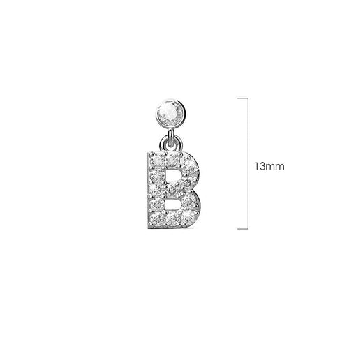 Solid 925 Sterling Silver Initial Crystal Personalised Alphabet Letter Earrings